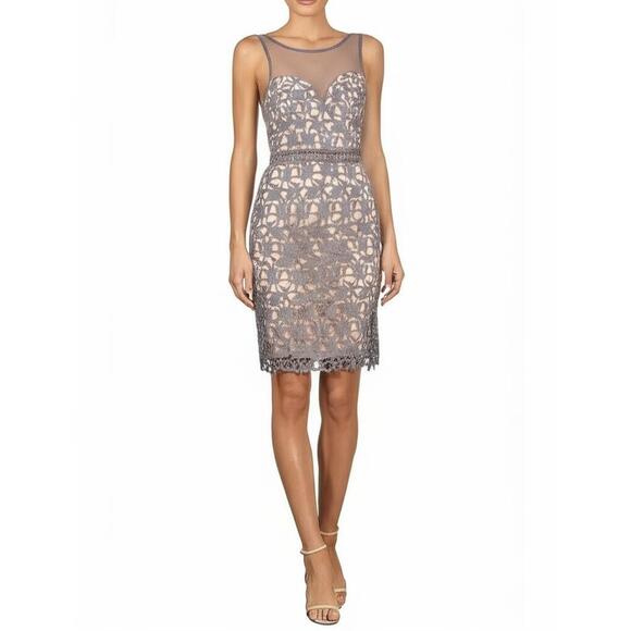 Francesca's Collections Dresses & Skirts - Francescas Dress Womens Size Medium Gray‎ Lace Lining Mini Cocktail Sleeve